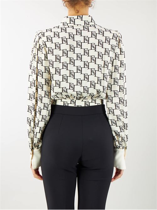 Cropped blouse in viscose georgette fabric with logo print Elisabetta Franchi ELISABETTA FRANCHI |  | CAS2541E2E84